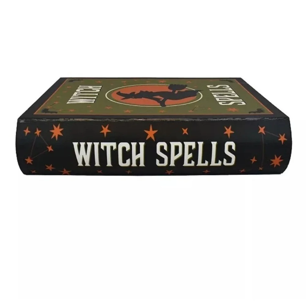Halloween Witch Spells Decorative Faux Book Stack Storage Box